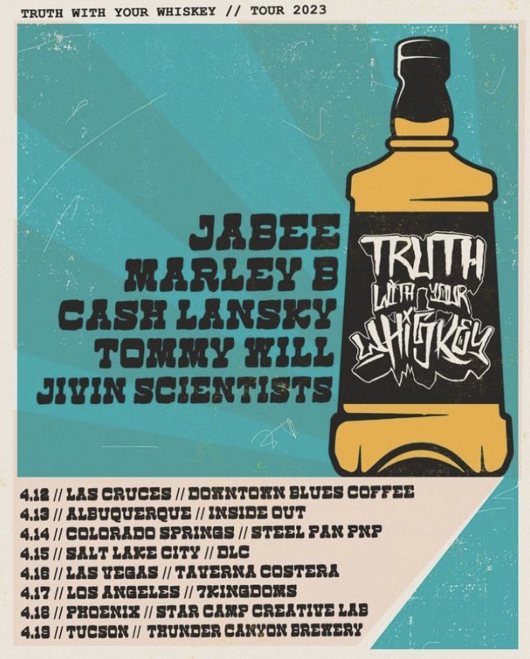 Hi.
I’m going on tour soon.
See your city? DM me.

Hope to see y’all there🫡
@mynameisJabee 
@JivinScientists 
@Cashlansky 
@hxvewill 

#TruthWithYourWhiskeyTour