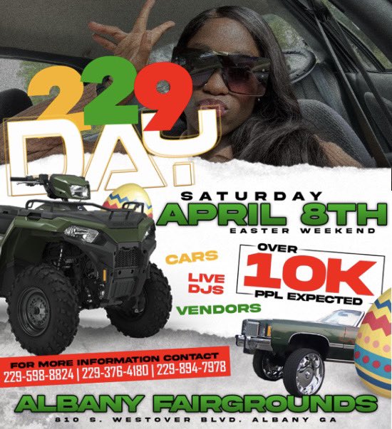 iaamkatrice's tweet image. 🚨🚨 #229Day 🚨🚨

📆 Saturday April 8th 📆

@ Albany Fairgrounds 
           (Outside)
Gates open @ 2pm 
Greeks free til 5pm 🐶🐸🐒🐩
Vendors 🍔🥤
Water Slides 🛝 💦
Live DJs 🎤🎧
10k People Expected 🕺🏽💃🏽

#DertyWorkENT #ASUTwitter #ASU26 #ASU25 #ASU24
