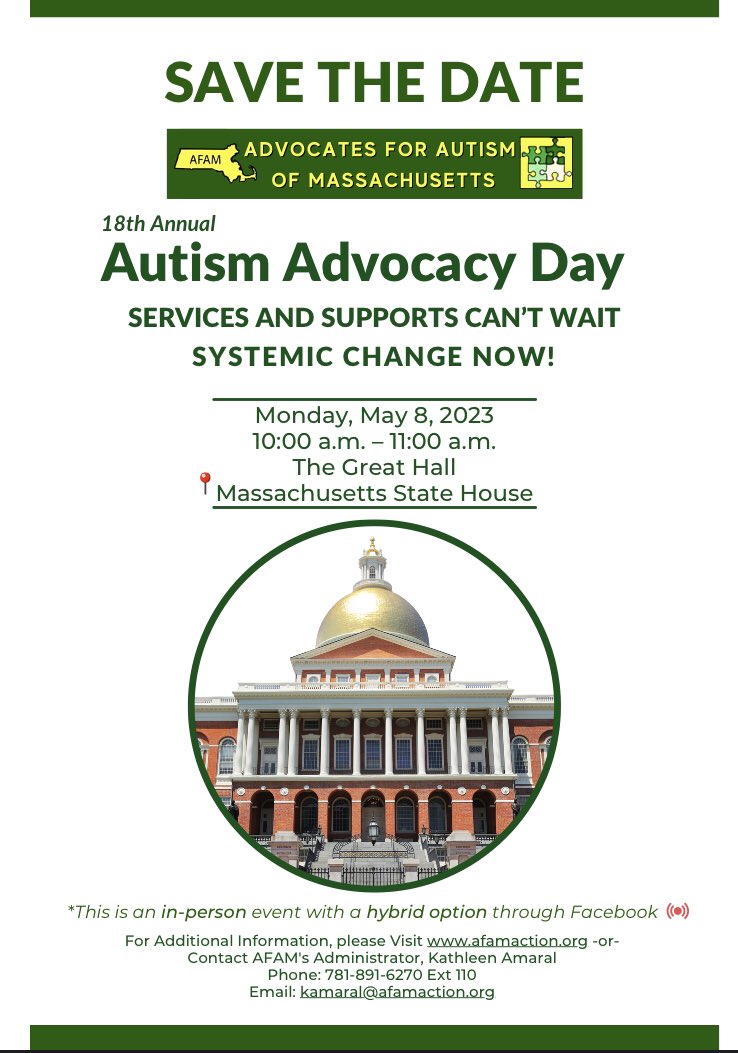 Thanks to @POTUS, April is #CareWorkersRecognitionMonth! Join us May 8th from 10-11 at the MA Statehouse to advocate for policies designed to grow the workforce that supports people with #Autism & I/DD. #mapoli  @MA_Senate @AFAMaction 

Register here: events.r20.constantcontact.com/register/m?oei…