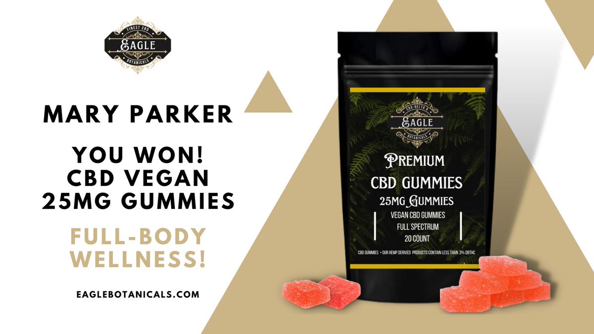 EdMontez60's tweet photo. Mary Parker, You WON!!!
Our 25mg Gummies provide the most delicious way to get full-body wellness from full-spectrum CBD.
Place an order today for a chance to WIN Free Products!!!

https://t.co/PZDZZMuQxI
#Giveaways #cbd #cbdgummies #cbdtinctures  #cbn #delta8 #delta8gummie https://t.co/NkIRQ2LK4B