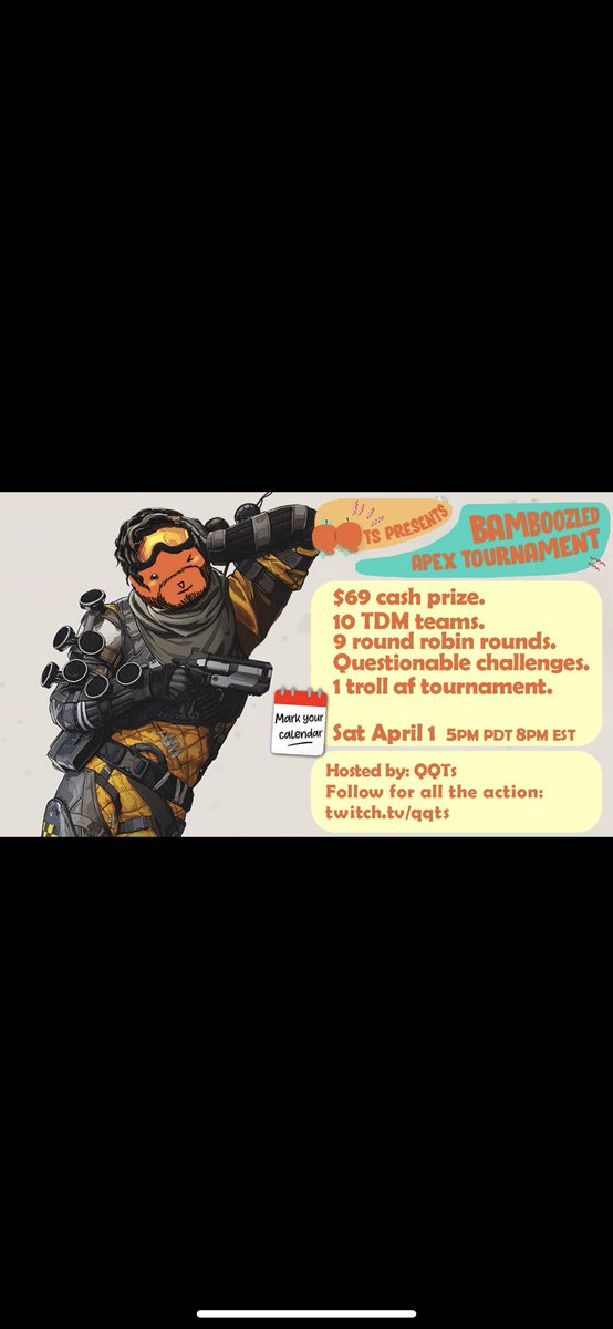 lasarous_'s tweet photo. It’s Tourney time baby! Come through in chat and show some support!😆 Tagged all the other captains as well! See you at 5pm PST!👀 Run it!👊🏼 Huge SO to @colourmoichic @QQTsLive for making all this possible!🙌 https://t.co/g83ycdebY8