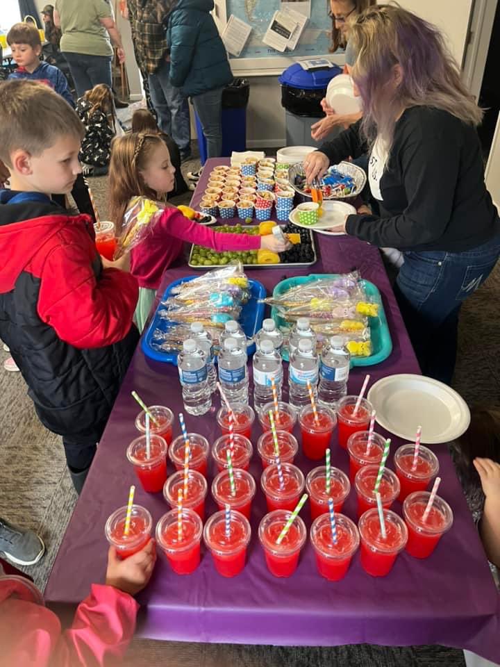 Over 550 eggs…what took 30 min. to hide took less than 5 min. for kids to pick up!! We had 37 kids from PreK to 6th hunting eggs today and many adults to help!! We didn’t get a picture of all the littles but the bigger kids had to smile for a picture before they were let loose!