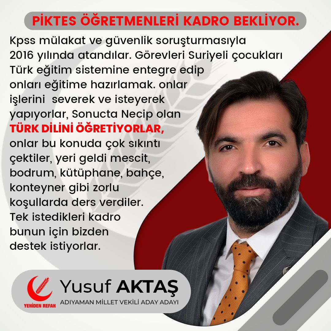 yusufaktasinfo's tweet photo. Piktes öğretmenleri hakettikleri kadrolarını inşaALLAH Yeniden Refah Partisi sayesinde Alacaklar… #piktesekadrohaktır @piktesogretmen @ErbakanFatih @DoganAYDAL https://t.co/0Lgrq7mD6e