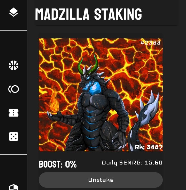 CryptoMazon's tweet image. Finally, I was able to stake my #Madzilla #NFT to accumulate the $enrg token, 🫡😎