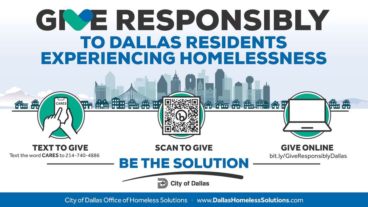 CityOfDallas's tweet photo. Help us empower those in need. Support our "Give Responsibly" campaign by supporting service providers with a proven track record of helping people experiencing homelessness.

Learn more: https://t.co/Otw6pRFOVR.

#GIVERESPONSIBLYDALLAS  #Text2Give #GIVERESPONSIBLY #CityofDallas https://t.co/AmNiGiNrIW