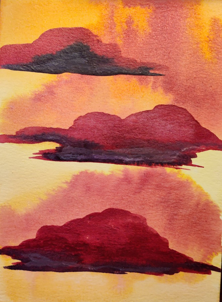 Skullcapforager's tweet photo. Sunset clouds #paintings #watercolor https://t.co/8Gs3MaWAs1
