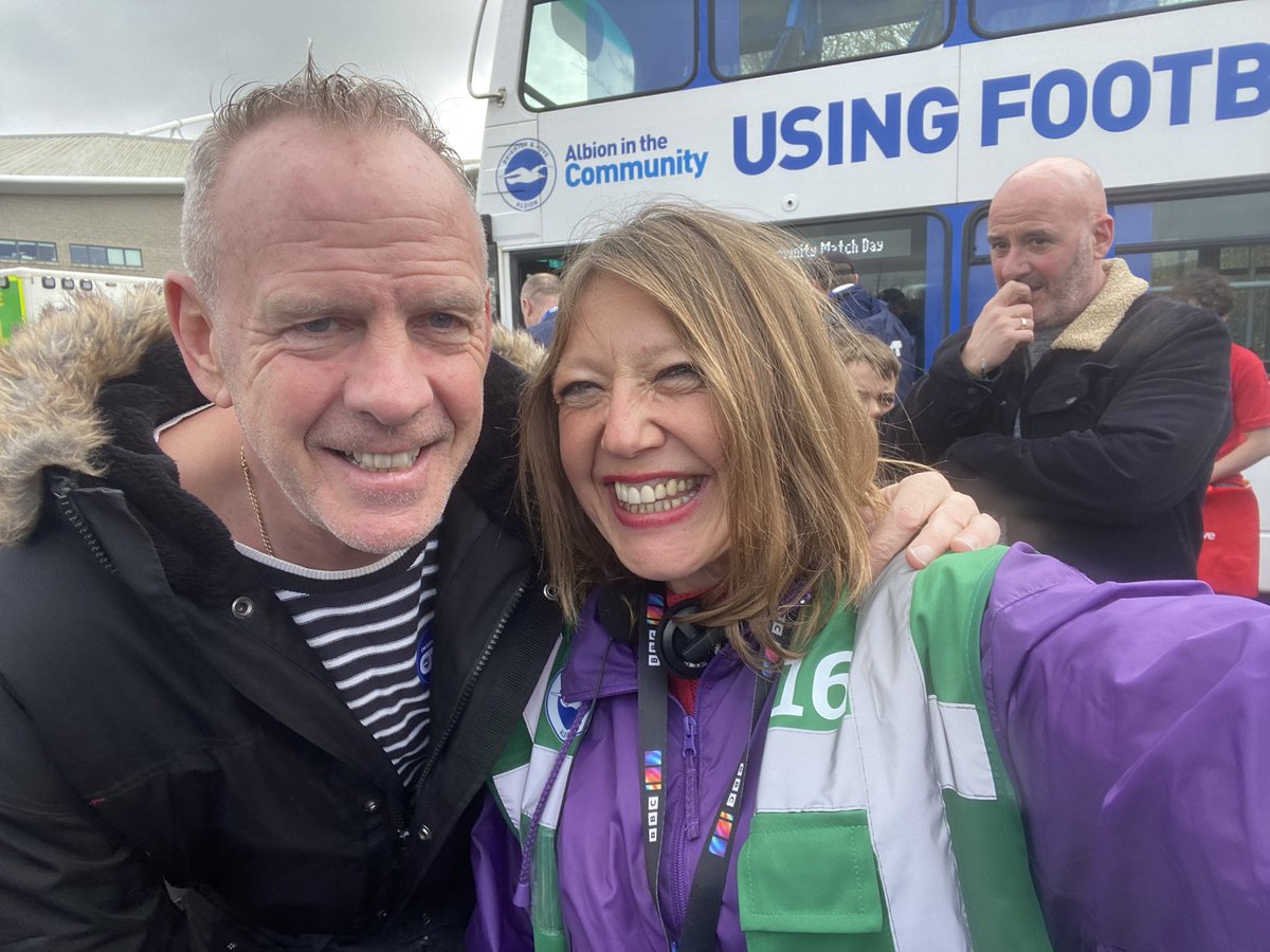 BBCSussex's tweet photo. Brilliant day at @OfficialBHAFC for @albioninthecomm Fans flooding in for 3pm kick-off between Seagulls and Bees. @OBrienKrystyna chatted with @FatboySlim, Guy Butters, @barkaw , @johnnycantor_ and Mike Doyle about Albion in the Community’s match day takeover https://t.co/6eepM0Azgl