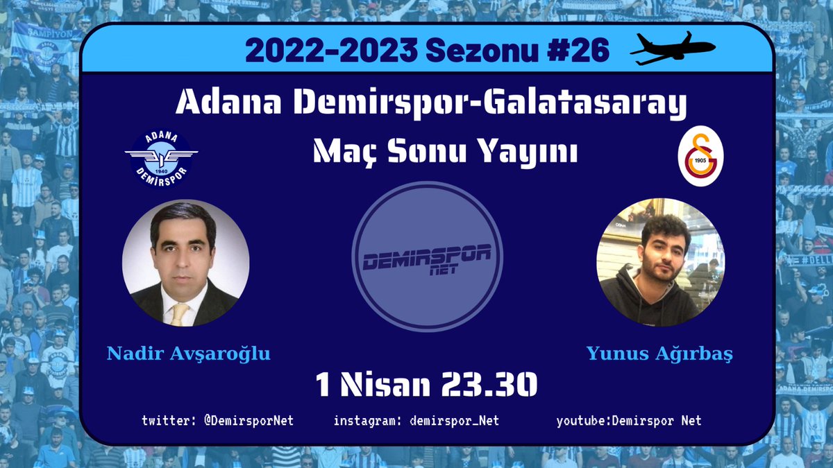 Adana Demirspor - Galatasaray Maç Sonu Yayını
⏰ 23.30
📢 youtube.com/live/JTFm3fEDL…
