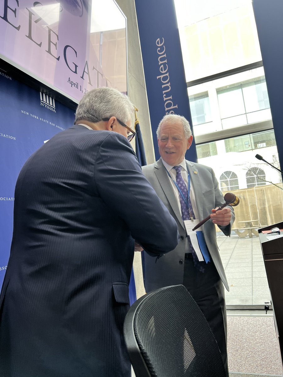 taa710's tweet photo. The passing of the gavel from President-Elect Richard Lewis to President-Elect designee Domenick Napoletano. @NYSBA HOD is now adjourned. https://t.co/v75Uhh9Go2
