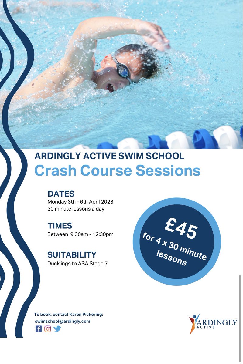 Ardingly College Swimming (@ardingly_swim) on Twitter photo A few places left for the Crash Course next week. Please email swimschool@ardingly.com <a href="/ArdinglySport/">Ardingly College Sport</a> @ArdinglyActive A few places left for the Crash Course next week. Please email swimschool@ardingly.com <a href="/ArdinglySport/">Ardingly College Sport</a> @ArdinglyActive