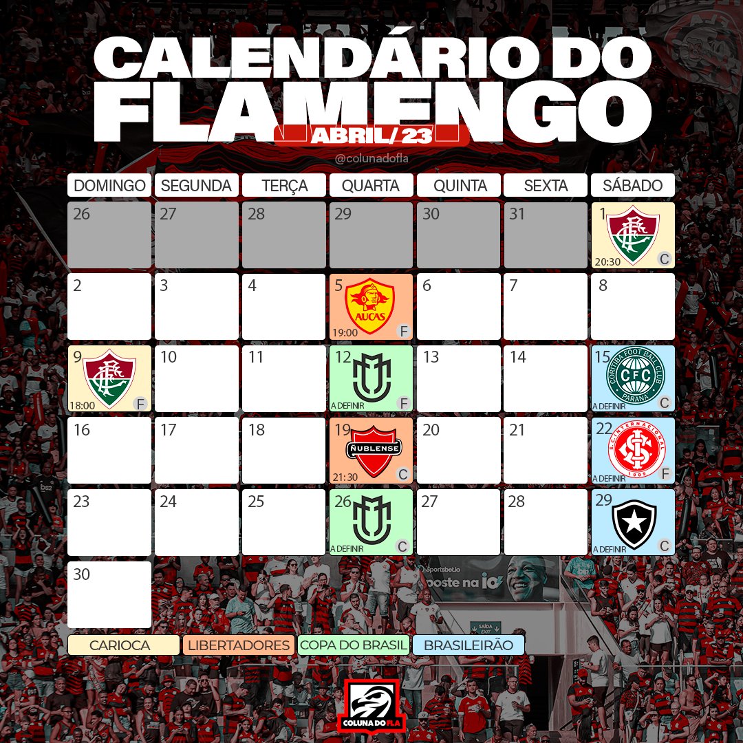 Calendário do Flamengo 2023 - ESPN (BR)