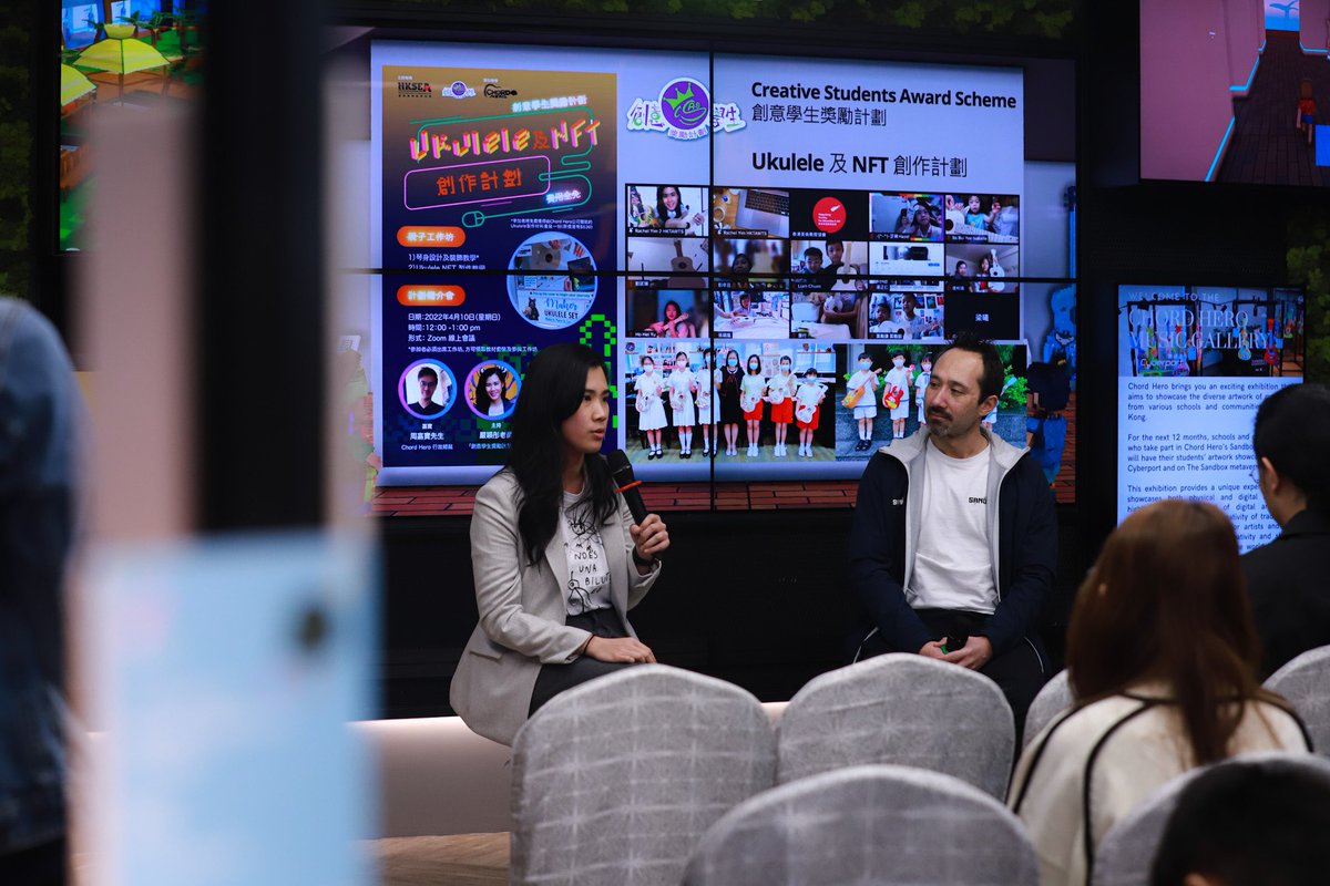 chordheromusic's tweet photo. A gathering of tech leaders, incubator, art educators, and students!  The opening of our year-long exhibition at @cyberport_hk was a great success!  

From #STEAM to the #metaverse, #educators now have a partner in #teaching #web3 and more! https://t.co/P38bN3BPpd