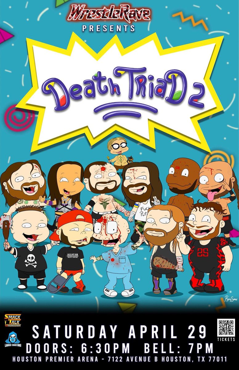 WrestleRaveHTX's tweet photo. Itโs that time of the year but you can still take advantage of our 20% off deal by use code โLAโ at checkout for WrestleRaveโs annual deathmatch tournament Death Triad!
Tix: https://t.co/YEOOMQPzY5
#WrestleMania #NXTStandAndDeliver #Watchiwtv #Thecollective #C6Live #EFFYGAYLA https://t.co/APwtDljM5c