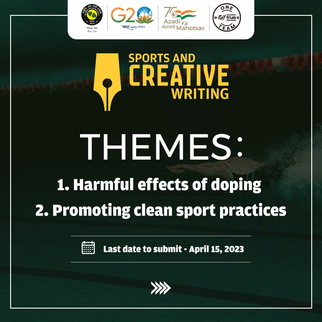 NADAIndiaOffice's tweet image. Participate in slogan writing competition now!

Register at: registration.nadaindia.in/play-true-slog…

#SloganWriting #WADA #NADA #PlayTrue2023 #PlayTrueDay #OnePlayTrueTeam #CleanSport #FairPlay #PlayFair #NoDoping #PlayTrue #IForIntegrity #SayNoToDoping #NADAIndia 

@wada_ama @g20org