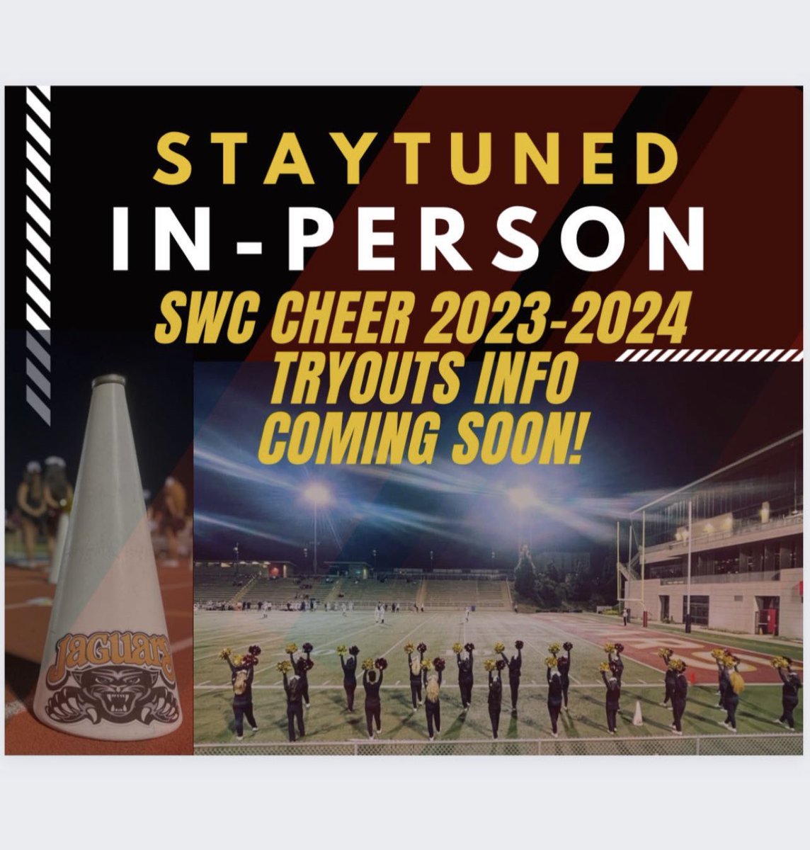 SWCCheer's tweet photo. In person cheer try outs !!!
#jagnation #jaguars #Swccheer @SWCfb @swc_news 🐾 https://t.co/jnE5ajykBl