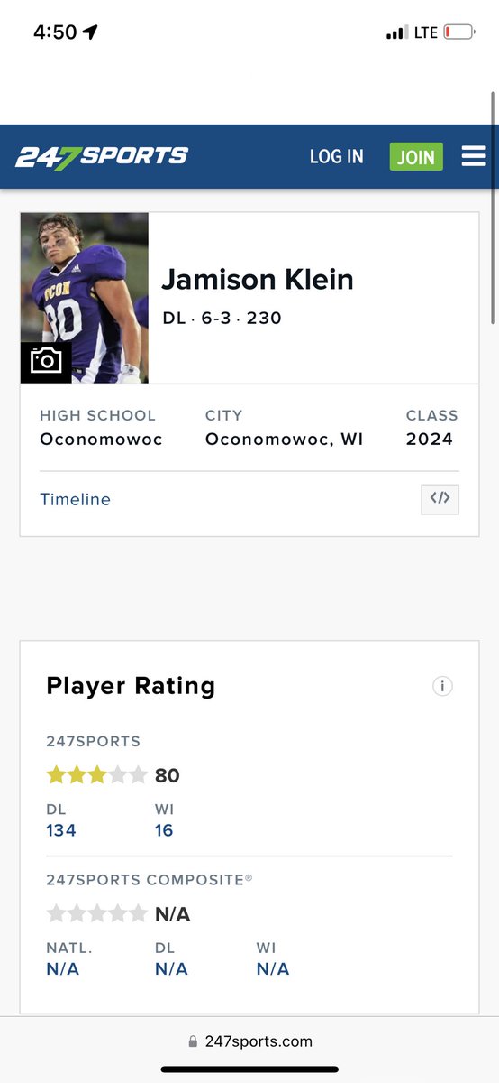 Grateful to be rated a 3-star by 247! @raccoonfootball @PrepRedzoneWI