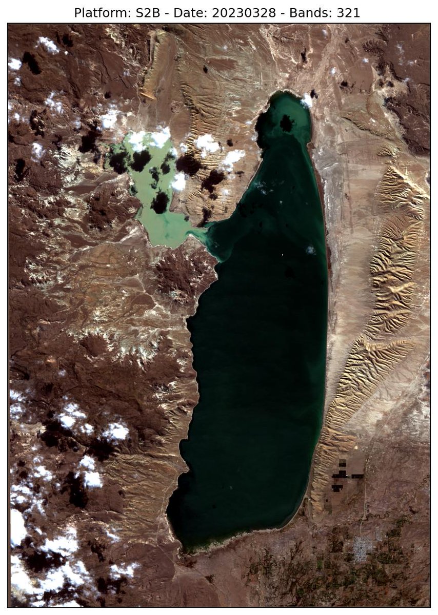 EoForge's tweet photo. Musters Lake (Chubut, Argentina) 
Estimated Area: 408.3 km² @ 2% cloud coverage (as informed by satellite cloud mask) on 2023-03-28
 #Chubut #WaterMonitoring #LakesMonitoring #Sentinel2 https://t.co/zrX9SlSHG6
