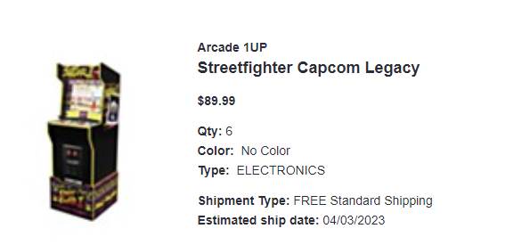 ZackMatloff's tweet photo. Yet another loop of the Macys Glitch. 11 Arcade 1up Machines for 80% off! Huge shoutout to @PriceErrors for making it happen! https://t.co/YOg3ulYNHf