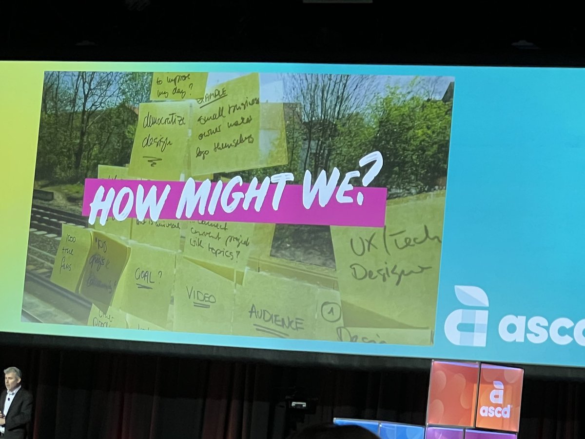 Changing thinking from immediately diving into solutions, to truly examining what we want. What is your how might we? Mine: How might we be certain that all students feel their humanity is seen first, so they can then be successful as students? #ascd23