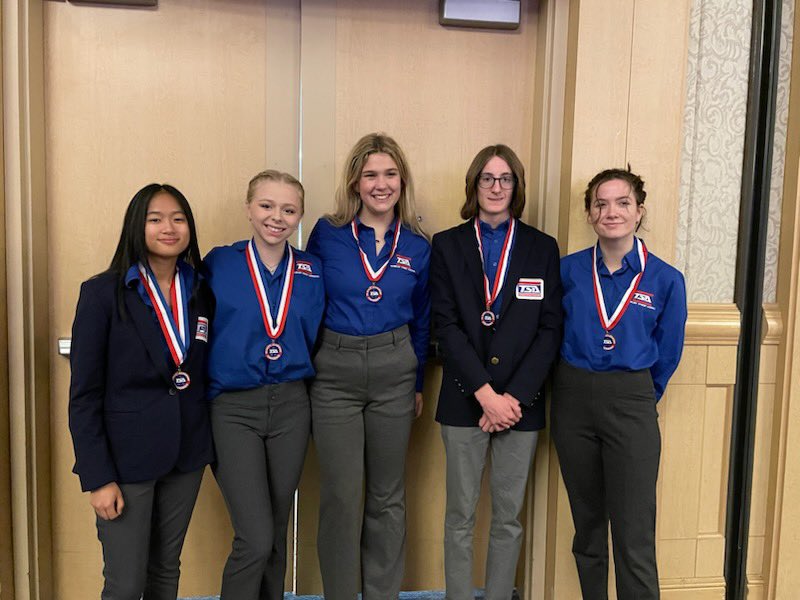 KarnsBeavers's tweet photo. Congratulations to our KHS TSA Teams!  Eli Hicks and Meredith Morgan outgoing TN TSA outgoing President and Secretary. 
We also placed in the following categories!
* 1st Place Chapter Team
* 3rd Place Tech Bowl
* 2nd Place On Demand Video
* 1st Place Debating Technological Issues https://t.co/Wc1sURY74o