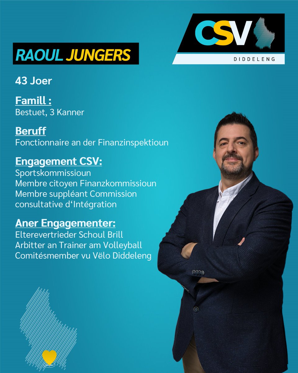 CSVDiddeleng's tweet photo. Haut stellen mir iech den Raoul JUNGERS fir. Mat engem wichtegen Message!
MÉI NO. MÉI DIDDELENG. MÉI BEWEEGEN.
#csvdiddeleng #gemengenwalen2023 #echkawielen #jepeuxvoter #ichkannwaehlen #icanvote https://t.co/JmXKwlHQ8l
