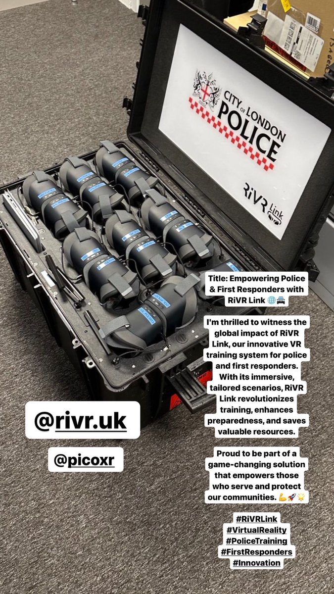 AlexTench's tweet photo. Empowering Police & First Responders with RiVR Link 🌐🚔
I'm thrilled to witness the global impact of RiVR Link, our innovative VR training system for police and first responders. With its immersive, tailored scenarios, RiVR Link revolutionizes training, enhances preparedness, and saves valuable resources.

Proud to be part of a game-changing solution that empowers those who serve and protect our communities. 💪🚀🌟

#RiVRLink #VirtualReality #PoliceTraining #FirstResponders #Innovation @RiVR_uk @PICOXR @Pico_Studio