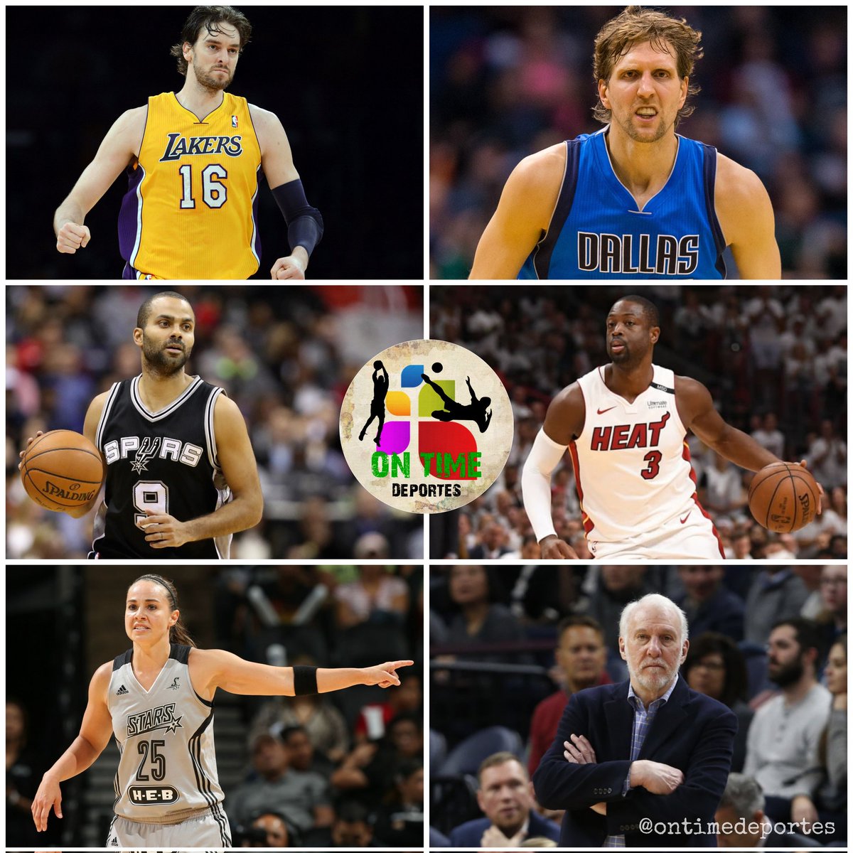 OnTimeDeportes's tweet photo. Pau Gasol, Dirk Nowitzki, Tony Parker, Dwyane Wade, Becky Hammon y Gregg Popovichha han sido elegidos para el Salón de la Fama del Baloncesto Naismith Memorial. ¡¡Bien merecido todos!! 🙌🏻💪🏻🔥
.
.
.
.
.
.
#NBA #Lakers #mavericks #Spurs #Heat #stars  #HallOfFame #baloncesto https://t.co/EMqSSFR09K