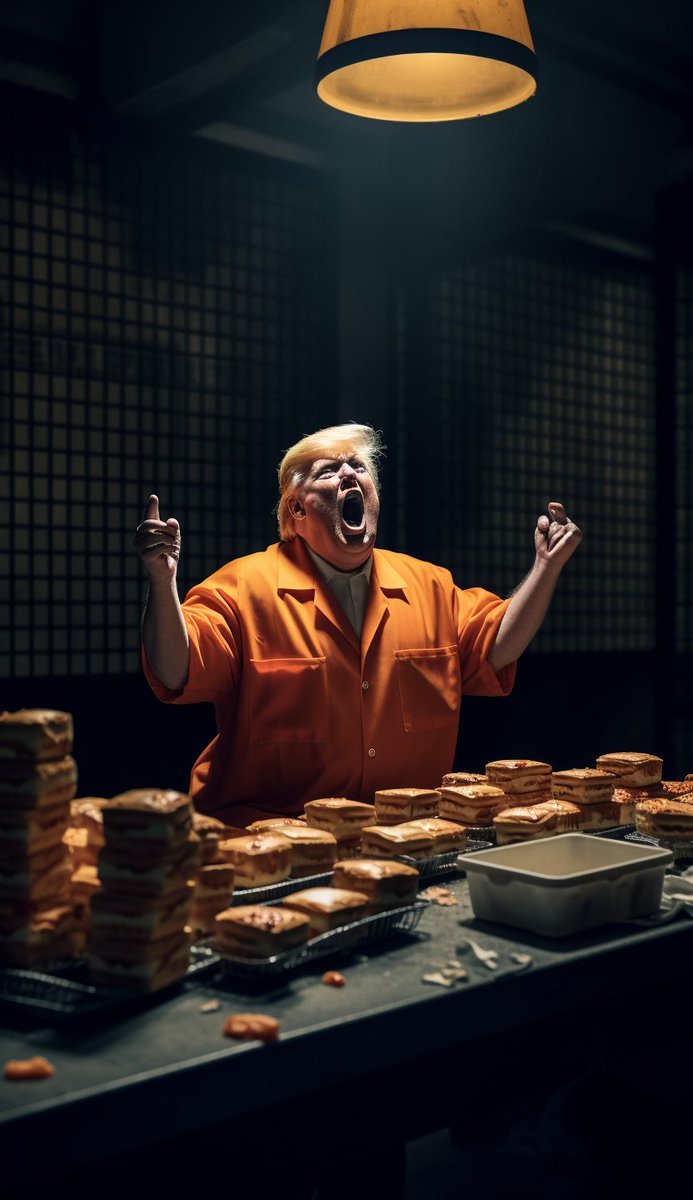 K_VanOsdol's tweet photo. Trump eating jail buffet
#midjourneyv5 
#AprilFoolsDay https://t.co/09aGCo0FP6