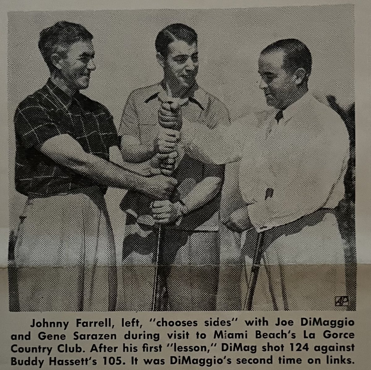 championJJF's tweet photo. Happy Birthday to Johnny Farrell, born on April 1.

April 1st is also opening day for Major League Baseball.

Johnny Farrell with Joe DiMaggio and Gene Sarazen Caption: “Johnny Farrell, left “chooses sides” with Joe DiMaggio and Gene Sarazen during a visit to https://t.co/3y4pzF9Jtk