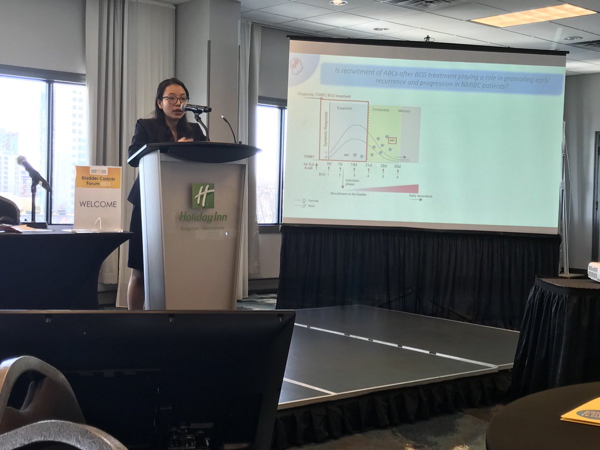 siemensr's tweet photo. Priyanka Yolma, PHD student extraordinaire, presenting her work highlighting the role of atypical B cells in BCG failure at the Bladder Cancer Forum in Kingston https://t.co/TDPI6quvAO