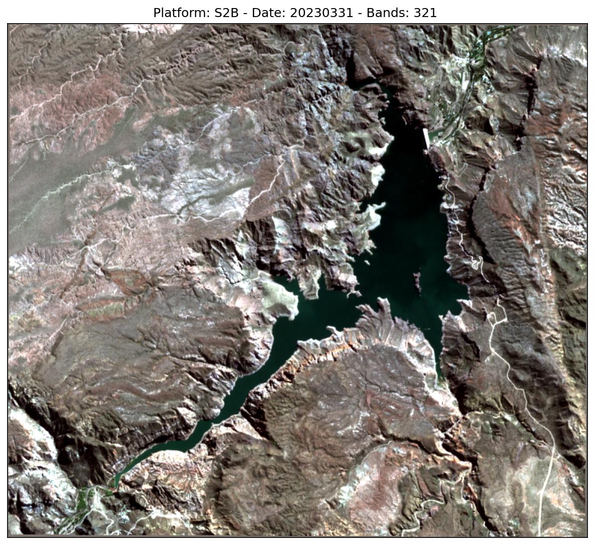 EoForge's tweet photo. Valle Grande (Mendoza, Argentina) 
Estimated Area: 3.9 km² @ 0% cloud coverage (as informed by satellite cloud mask) on 2023-03-31
 #Mendoza #WaterMonitoring #Sentinel2 https://t.co/xIneEHJje0