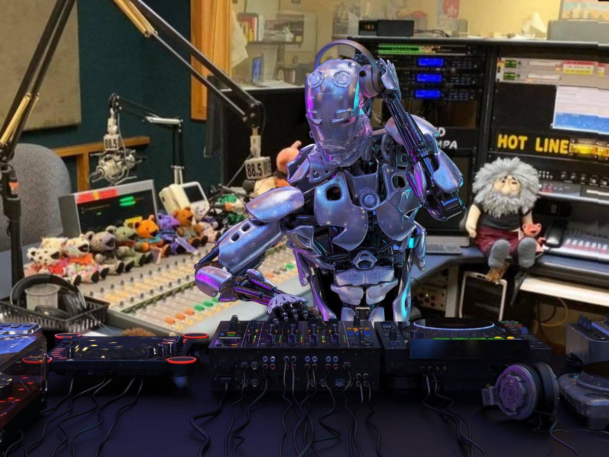 wmnf's tweet photo. ATTENTION!!! We have a new addition to our host lineup! Listeners, Meet DJ Soundbite, the world's first Ai Dj! Today only! Showtime TBA! You don't want to miss his debut show! 
#newhost #DJ #music #robot #future #SmilingInside https://t.co/TU1k0VxIfQ