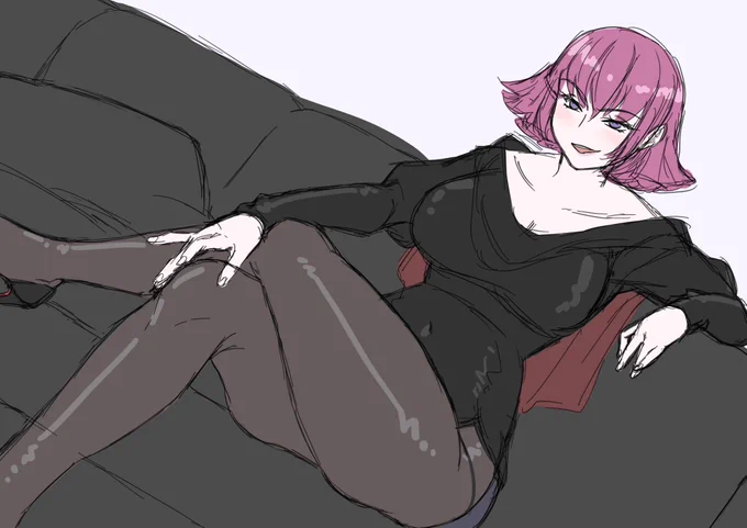 ハマーン様も落書き 個人的趣味でスキニーパンツをこげ茶網タイツ ブーツをルブタンのハイヒールじゃ! 