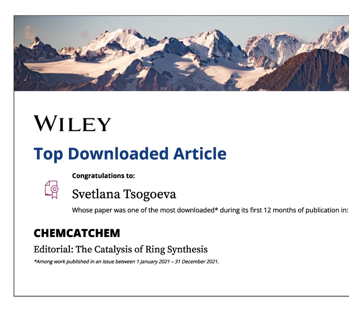 Svetlana Tsogoeva (@tsogoeva_group) on Twitter photo Editorial co-authored with <a href="/GBD_Lab/">The Dong Lab</a> and <a href="/aztul/">Lutz Ackermann</a> for our <a href="/ChemCatChem/">ChemCatChem</a> Special Issue “The Catalysis of Ring Synthesis” is a #TopDownloadedArticle!
Thank you <a href="/Brimble_Lab/">Brimble Lab</a>, <a href="/shoubhikdas4/">Das group</a>, <a href="/WerzLab/">WerzLab</a>, <a href="/ADS_StAndrews/">Andrew Smith</a> & other authors for excellent contributions!!
…mistry-europe.onlinelibrary.wiley.com/doi/10.1002/cc… Editorial co-authored with <a href="/GBD_Lab/">The Dong Lab</a> and <a href="/aztul/">Lutz Ackermann</a> for our <a href="/ChemCatChem/">ChemCatChem</a> Special Issue “The Catalysis of Ring Synthesis” is a #TopDownloadedArticle!
Thank you <a href="/Brimble_Lab/">Brimble Lab</a>, <a href="/shoubhikdas4/">Das group</a>, <a href="/WerzLab/">WerzLab</a>, <a href="/ADS_StAndrews/">Andrew Smith</a> & other authors for excellent contributions!!
…mistry-europe.onlinelibrary.wiley.com/doi/10.1002/cc…
