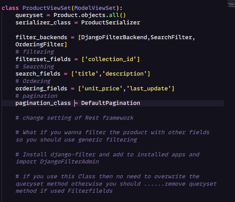 anil_code_808's tweet image. Filtering, Ordering,Sorting,Pagination
basic filtering using query_params.get()
Using django-filter thrid party tool
using rest framework searches ordeing,
creating custom pagination class for excluding the errors of not having default_page_sizes
#django