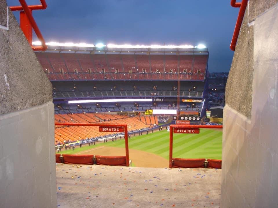 dchiego's tweet photo. From 1974 up until 2008, this view of walking up that ramp &amp; seeing Shea Stadium in its full glory? Always gave me chills. I felt like I was walking into a cartoon. I never saw greener grass. I love Citi Field, but Shea Stadium will always be home. So many great memories #LGM https://t.co/rnmIjE5CwK