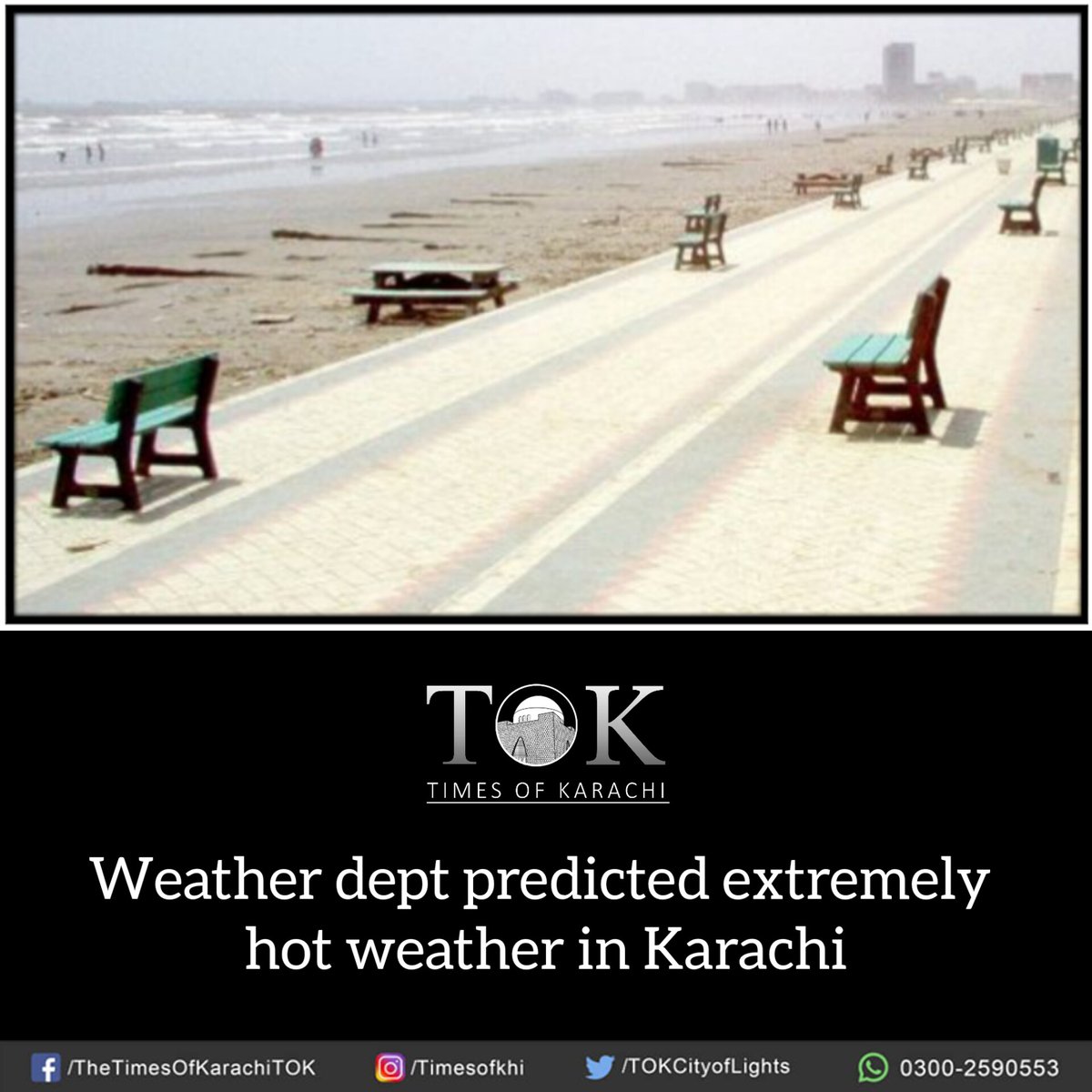 TOKCityOfLights's tweet photo. ALERT: #Pakistan Meteorological Department has predicted extremely hot weather in #Karachi and mercury may climb to 40°C next week. The weather would be dry and hot in the second and third Ashra of Ramazan, whereas, there are low chances of rainfalls in April.

#TOKAlert https://t.co/l8KNsz61OK