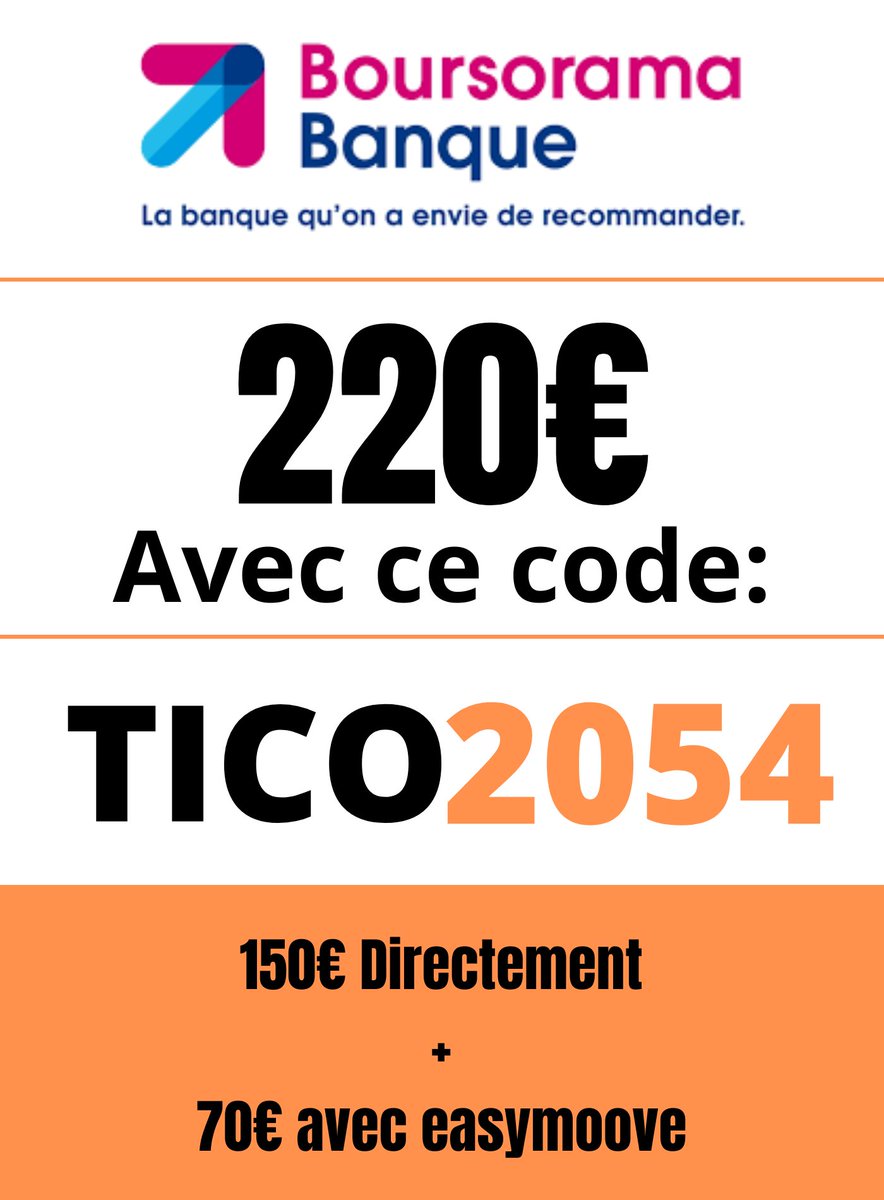 ExpertNews8's tweet photo. Slt, je peux vous #parrainer et avec mon code Parrainage vous aurez jusqu'à 220€ sur #boursorama :
➡️TICO2054
Prime reçue en 10 minutes avec l'application...
#BamBam
#tiktokdown https://t.co/7FgjaE5nee