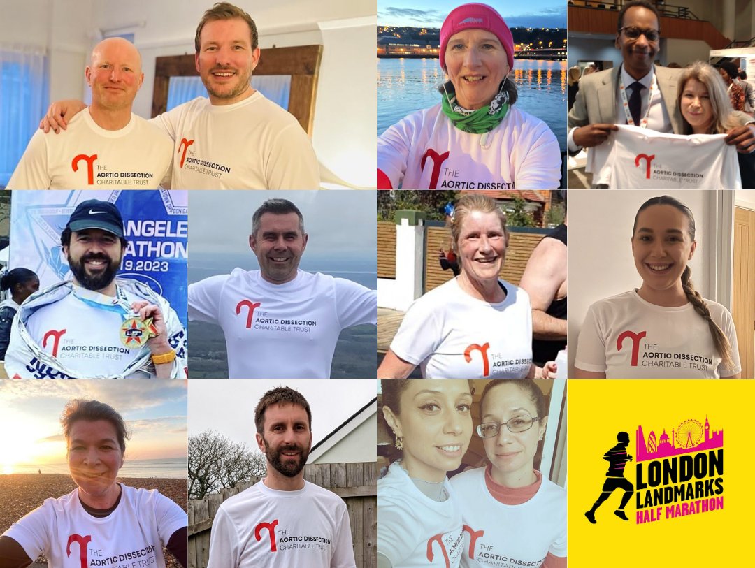 Aortic Dissection Charitable Trust (@aorticdissectct) on Twitter photo Meet the <a href="/LLHalf/">London Landmarks Half Marathon</a> #TeamAorta runners participating in #LLHM2023 tomorrow! We are so proud of the 5 runners honouring survivors, 6 runners remembering those lost to #aorticdissection. A special shoutout to our type A survivor & consultant cardiac surgeon runners. Good luck! 🏃♀️🏃♂️💪 Meet the <a href="/LLHalf/">London Landmarks Half Marathon</a> #TeamAorta runners participating in #LLHM2023 tomorrow! We are so proud of the 5 runners honouring survivors, 6 runners remembering those lost to #aorticdissection. A special shoutout to our type A survivor & consultant cardiac surgeon runners. Good luck! 🏃♀️🏃♂️💪