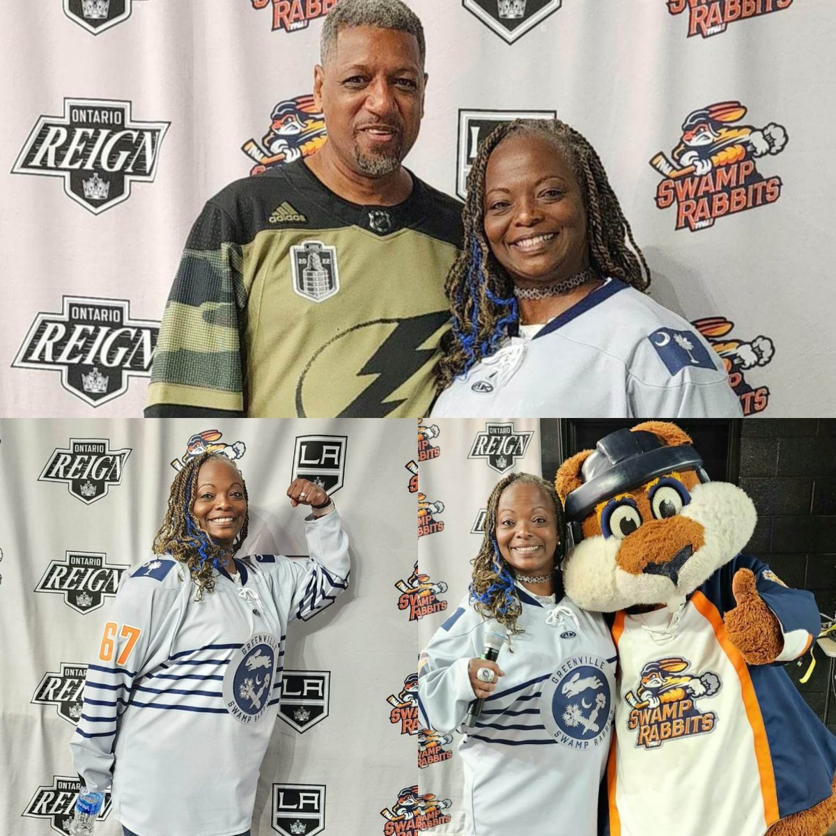 SonniSings's tweet photo. THANK YOU to the ECHL @SwampRabbits for an amazing evening of fun & surprises! From taking part in the 'Wonder Women In Sports' panel w/ @ManonRheaume to singing 'God Bless America' & sharing this experience w/our SC friends & family! Good luck in the playoffs! #GoRabbits https://t.co/8yX5T5mw5O