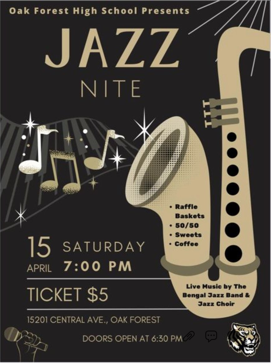 ExperienceOFHS's tweet photo. The countdown is on until the OFHS Jazz Band's Famous #JAZZNight! Tickets are only $5 & it is ALWAYS a fun time! Come and enjoy the raffles, the sweets, & the great companionship while you listen to some great tunes! #Bengalpride #OFFineArts #OFJazzBand https://t.co/H9IrioaR8B