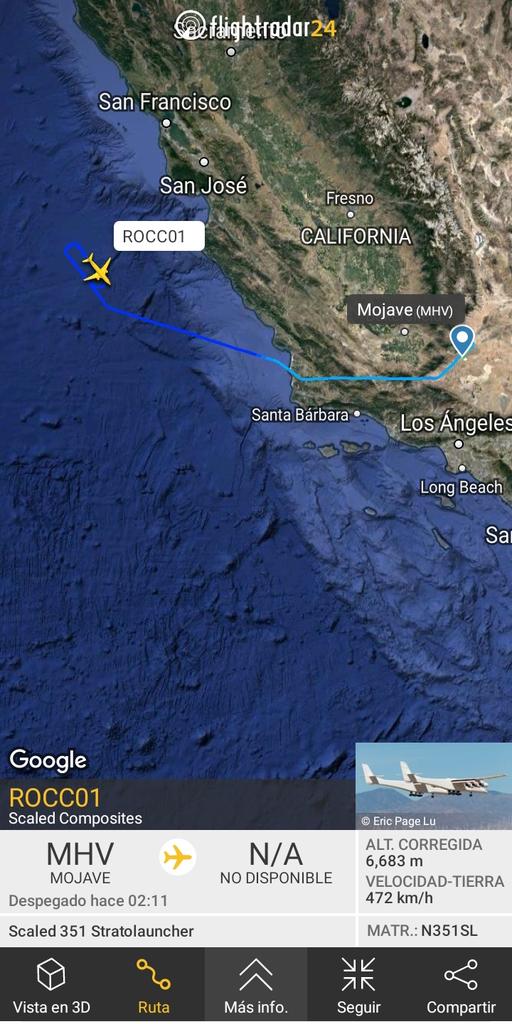negrin_cuba's tweet photo. Stratolaunch Roc #N351SL en costas al oeste de San Francisco
👍😎
@FlconEYES
@joankelincuba
@flightradar24
https://t.co/Ap6JMAq3ny https://t.co/jvc1U7zIWA