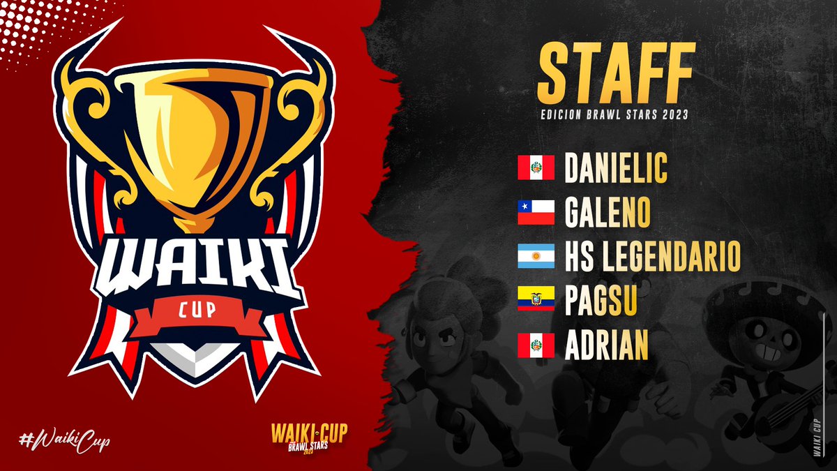 #BS | #Staff 

Presentamos a los encargados que estarán de Staff en la Copa 🏆

Bienvenid@s:

<a href="/danielic09/">Danielic</a> 🇵🇪
<a href="/CrisGaleno94/">Cristián Galeno no Galeano</a> 🇨🇱
<a href="/angelD_legen/">legend</a> 🇦🇷
@TPagsu3 🇪🇨
<a href="/AdrianllexPG/">Adriánllex</a> 🇵🇪

#BS #WaikiCup