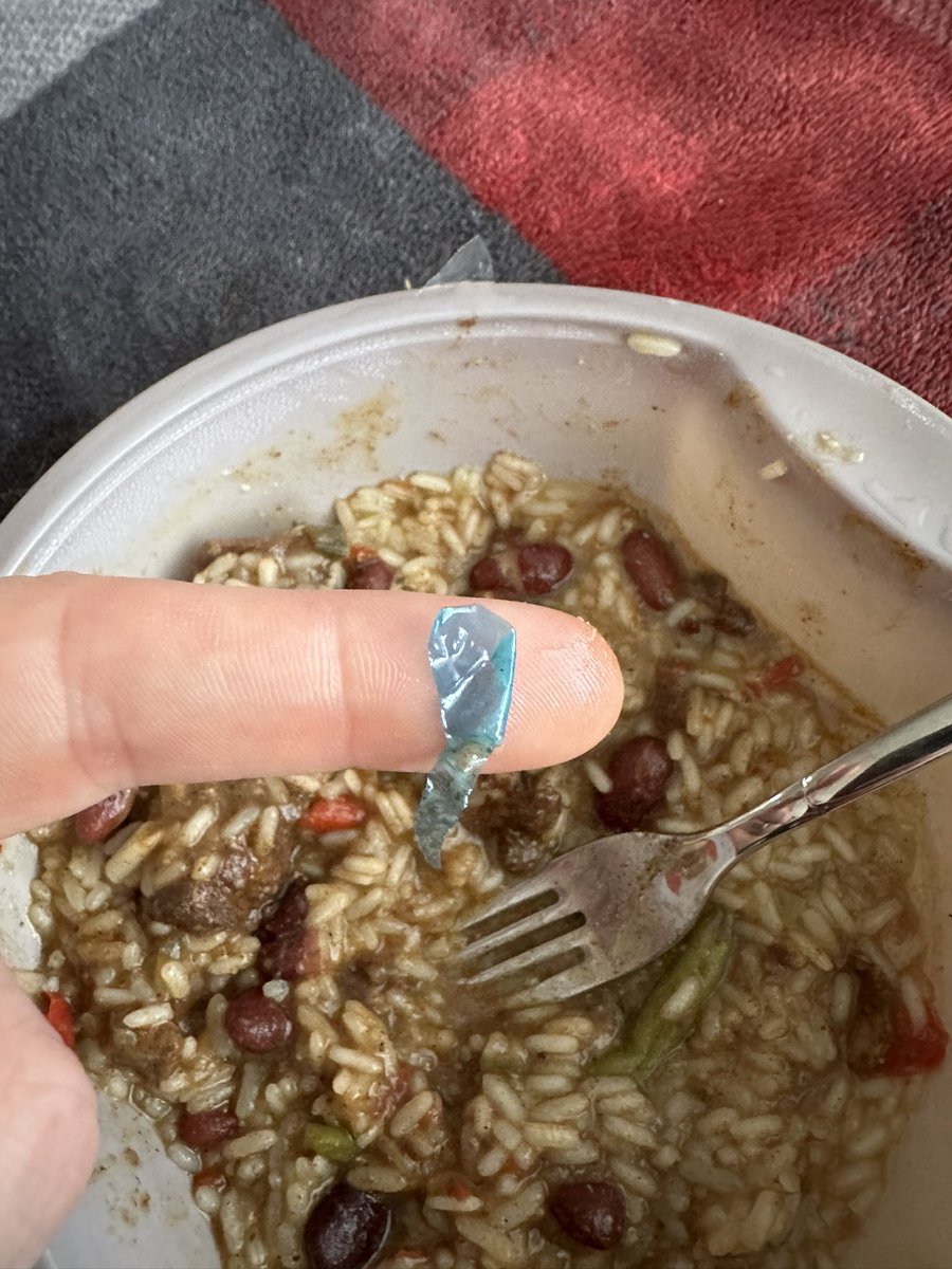 EdArcher87's tweet photo. When you’re tucking into your @Myprotein  meal and you choke on what is clearly a piece of plastic. Cheers for that https://t.co/QAAIHy0Cvq
