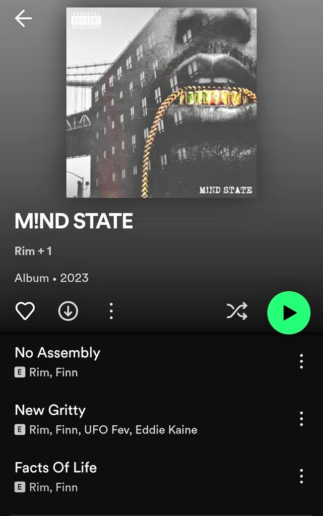 New Rim x Finn- M!ND STATE slaps. Gritty, NYC storytelling with hella game (wisdom) and the variety of beats hold the project together well 🔥🔥 Features Asun Eastwood, Eddie Kaine, UFO Fev, & more.