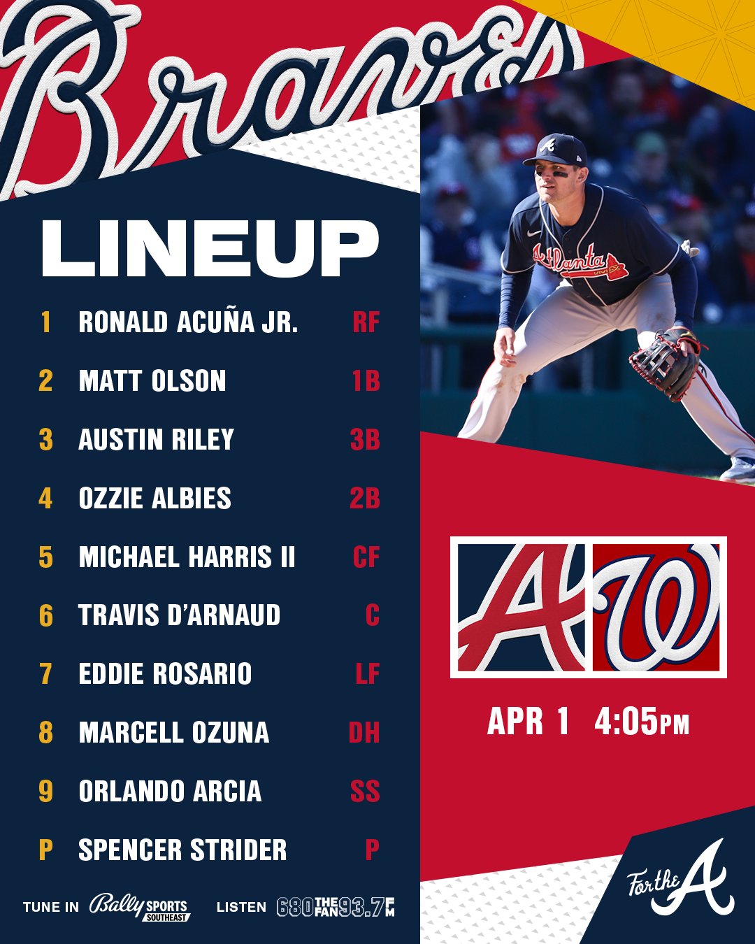 Atlanta Braves on X: How we're lining up tonight! #ForTheA   / X