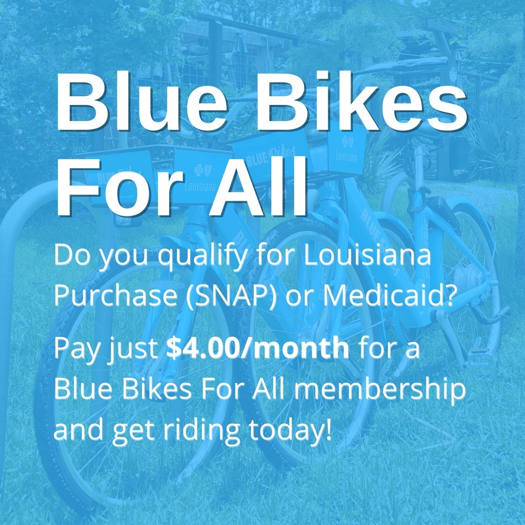 BlueBikesNOLA's tweet photo. Our Blue Bikes For All membership is made possible by all our existing Blue Bikes members. Thanks, riders!
Interested in riding Blue Bikes all festival season? Become a Blue Bikes member today!
#bluebikesnola #ridedat #communitypowered #itselectric https://t.co/Qe1Sxu3IR7