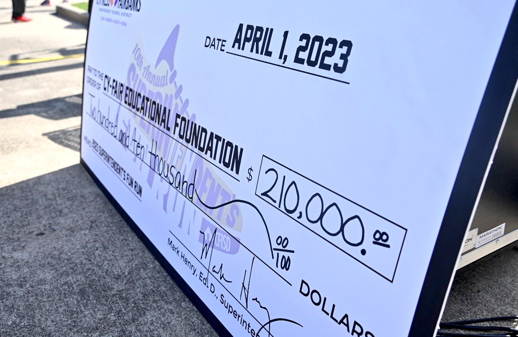 CFISD and its supporters raised a record amount for student scholarships through @theCFEF at the 10th annual #CFISDFunRun. Thank you to all who were involved. #CFISDspirit 🎉