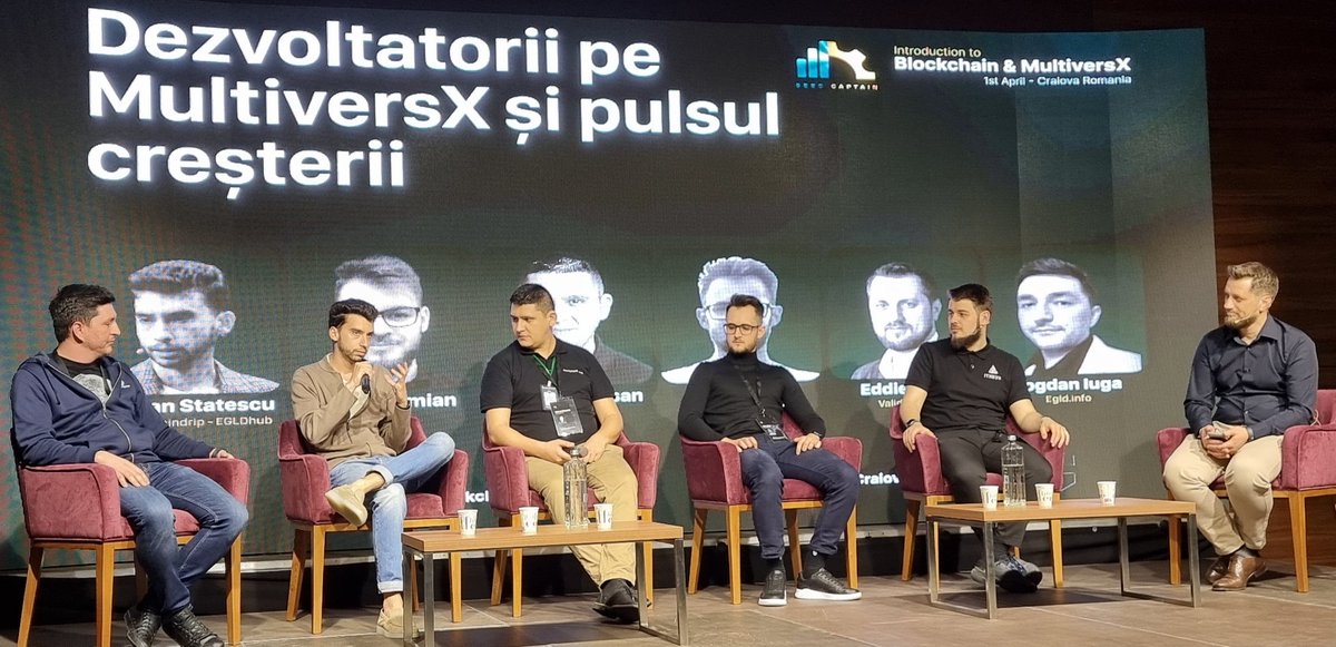 SeedCaptainX's tweet photo. 💡 The people that are responsible for laying the groundwork for various projects are now stepping into the spotlight.

The #SeedCaptainConference concludes with an insightful panel: 

🛠 Developers on MultiversX 🛠

🫡 We salute all the builders! 

#MultiversX #MultiversXtech https://t.co/pEHvyPHbEo