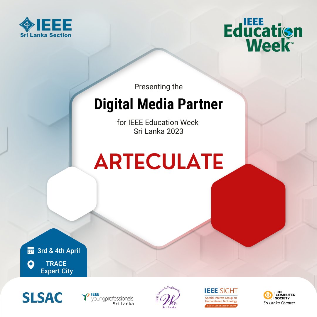 IEEE_SLInspire's tweet photo. Introducing our esteemed Digital Media Partner, Arteculate, for IEEE Education Week Sri Lanka.

Arteculate Asia is a Tech Media Publication with media operations in Singapore, Malaysia and Sri Lanka with the goal to supercharge tech companies and startups across Asia. https://t.co/xfIxJRreQL